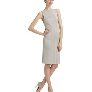 Ralph Lauren Black Label Metallic Knit Sheath Dress Silver Gold Size Medium